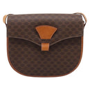 CELINE Macadam Canvas Shoulder Bag PVC Leather Brown Gold Auth ep16065-13