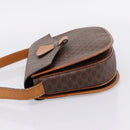 CELINE Macadam Canvas Shoulder Bag PVC Leather Brown Gold Auth ep16065-3