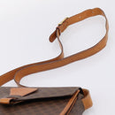 CELINE Macadam Canvas Shoulder Bag PVC Leather Brown Gold Auth ep16065-14