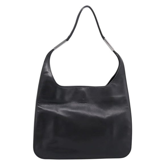GUCCI Shoulder Bag Leather Black Silver 001 3167 Auth ep16066