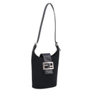 FENDI Mamma Baguette Shoulder Bag Cotton Jersey Black Silver Auth ep16070A-1