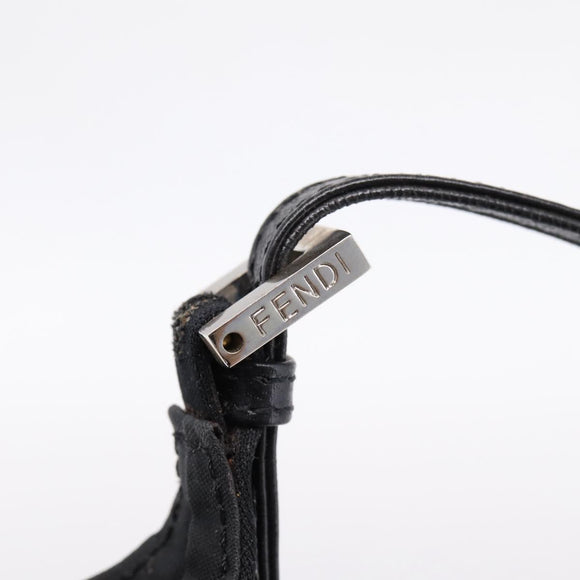 FENDI Mamma Baguette Shoulder Bag Cotton Jersey Black Silver Auth ep16070A