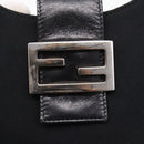 FENDI Mamma Baguette Shoulder Bag Cotton Jersey Black Silver Auth ep16070A-18