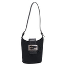 FENDI Mamma Baguette Shoulder Bag Cotton Jersey Black Silver Auth ep16070A-13