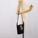 FENDI Mamma Baguette Shoulder Bag Cotton Jersey Black Silver Auth ep16070A-23