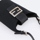 FENDI Mamma Baguette Shoulder Bag Cotton Jersey Black Silver Auth ep16070A-6