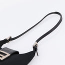 FENDI Mamma Baguette Shoulder Bag Cotton Jersey Black Silver Auth ep16070A-8