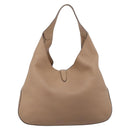 GUCCI Jackie Shoulder Bag Leather Beige Silver 362968 Auth ep16073V-2