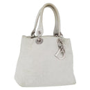 Christian Dior Lady Dior Canage Hand Bag Leather White Silver Auth ep16079-1