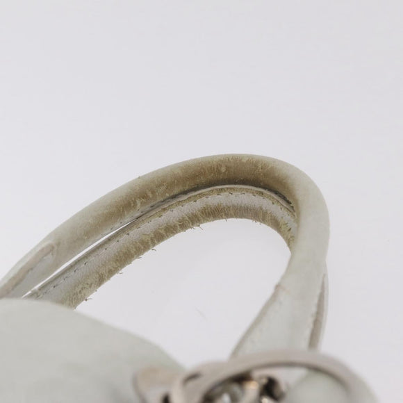 Christian Dior Lady Dior Canage Hand Bag Leather White Silver Auth ep16079