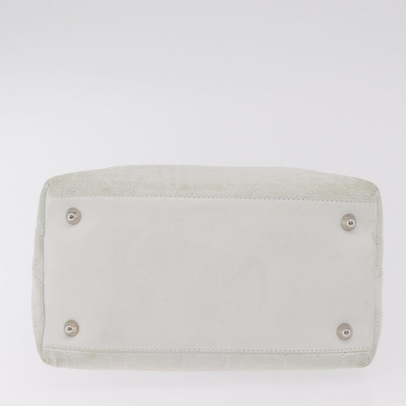 Christian Dior Lady Dior Canage Hand Bag Leather White Silver Auth ep16079