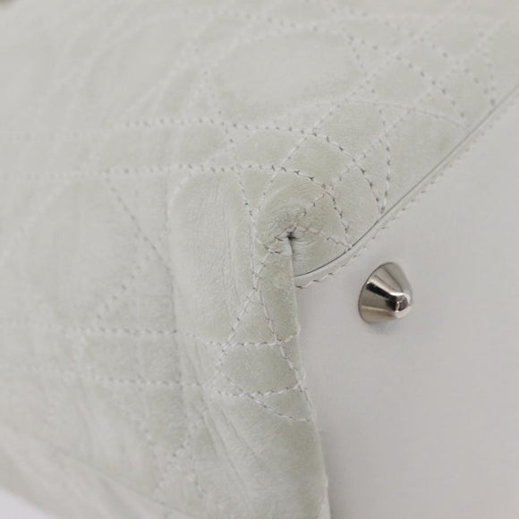 Christian Dior Lady Dior Canage Hand Bag Leather White Silver Auth ep16079