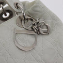 Christian Dior Lady Dior Canage Hand Bag Leather White Silver Auth ep16079-17