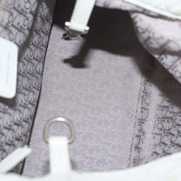 Christian Dior Lady Dior Canage Hand Bag Leather White Silver Auth ep16079