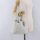 Christian Dior Lady Dior Canage Hand Bag Leather White Silver Auth ep16079-25