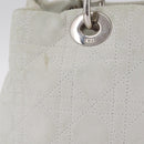 Christian Dior Lady Dior Canage Hand Bag Leather White Silver Auth ep16079-3