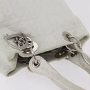 Christian Dior Lady Dior Canage Hand Bag Leather White Silver Auth ep16079-8