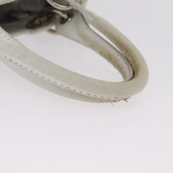 Christian Dior Lady Dior Canage Hand Bag Leather White Silver Auth ep16079