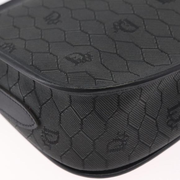 Christian Dior Honeycomb Canvas Shoulder Bag PVC Black Gold Auth ep16081A