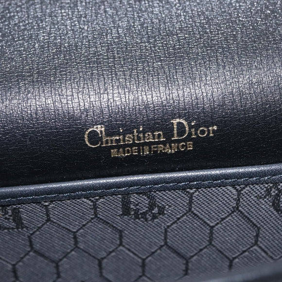 Christian Dior Honeycomb Canvas Shoulder Bag PVC Black Gold Auth ep16081A