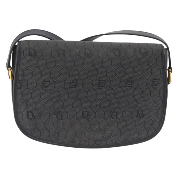 Christian Dior Honeycomb Canvas Shoulder Bag PVC Black Gold Auth ep16081A