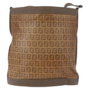 FENDI Zucchino Canvas Shoulder Bag PVC Beige Auth ep16083-2