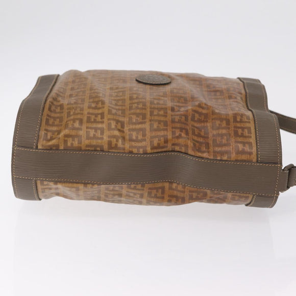 FENDI Zucchino Canvas Shoulder Bag PVC Beige Auth ep16083