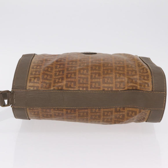 FENDI Zucchino Canvas Shoulder Bag PVC Beige Auth ep16083