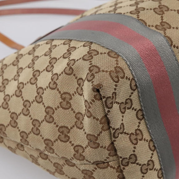 GUCCI GG Canvas Tote Bag Beige Gold 211970 Auth ep16087