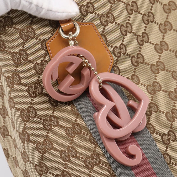 GUCCI GG Canvas Tote Bag Beige Gold 211970 Auth ep16087