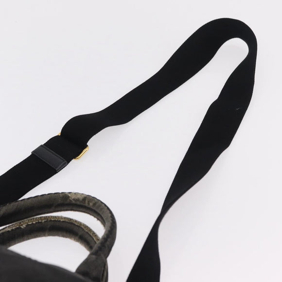 PRADA Canapa MM Hand Bag Canvas 2way Black Gold Auth ep16090