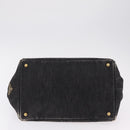 PRADA Canapa MM Hand Bag Canvas 2way Black Gold Auth ep16090-5
