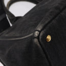 PRADA Canapa MM Hand Bag Canvas 2way Black Gold Auth ep16090-16