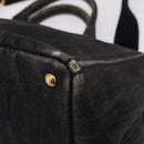 PRADA Canapa MM Hand Bag Canvas 2way Black Gold Auth ep16090-17