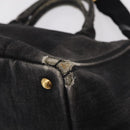 PRADA Canapa MM Hand Bag Canvas 2way Black Gold Auth ep16090-10