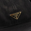 PRADA Canapa MM Hand Bag Canvas 2way Black Gold Auth ep16090-19