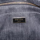 PRADA Canapa MM Hand Bag Canvas 2way Black Gold Auth ep16090-20