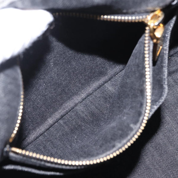 PRADA Canapa MM Hand Bag Canvas 2way Black Gold Auth ep16090