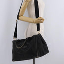 PRADA Canapa MM Hand Bag Canvas 2way Black Gold Auth ep16090-27