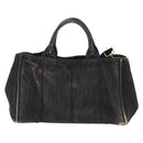PRADA Canapa MM Hand Bag Canvas 2way Black Gold Auth ep16090-2
