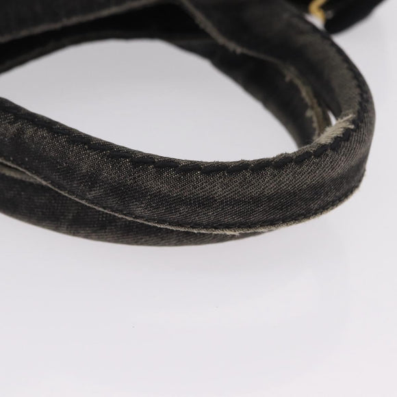 PRADA Canapa MM Hand Bag Canvas 2way Black Gold Auth ep16090