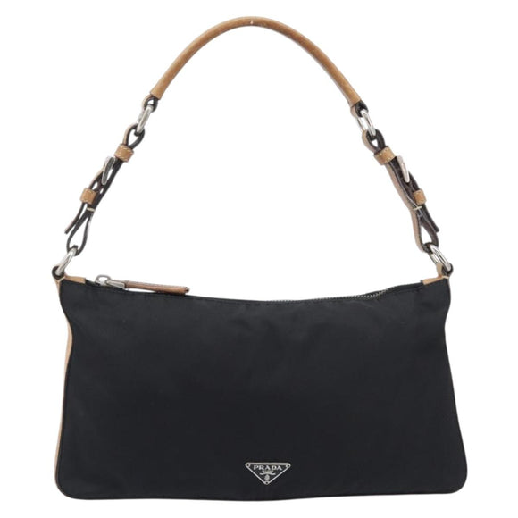 PRADA Hand Bag Nylon Black Silver Auth ep16093