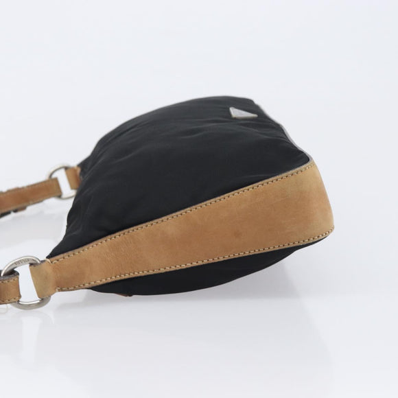 PRADA Hand Bag Nylon Black Silver Auth ep16093