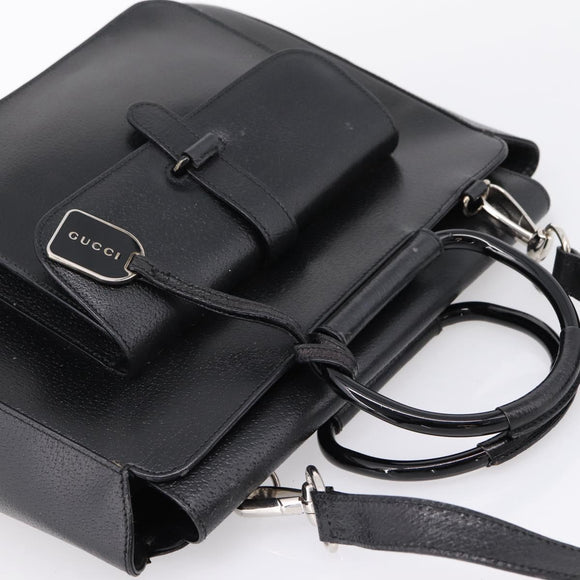 GUCCI Hand Bag Leather 2way Black Silver 000 2058 0307 5 Auth ep16094