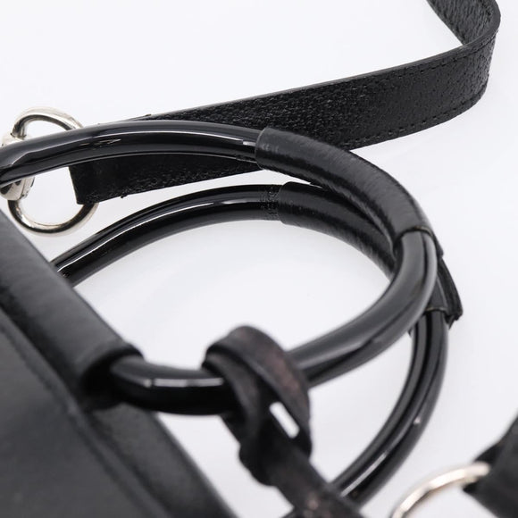 GUCCI Hand Bag Leather 2way Black Silver 000 2058 0307 5 Auth ep16094