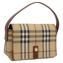 BURBERRY Nova Check Hand Bag PVC Beige Gold Auth ep16099V-1