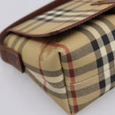 BURBERRY Nova Check Hand Bag PVC Beige Gold Auth ep16099V-14