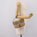 BURBERRY Nova Check Hand Bag PVC Beige Gold Auth ep16099V-21