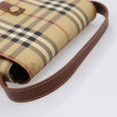 BURBERRY Nova Check Hand Bag PVC Beige Gold Auth ep16099V-7