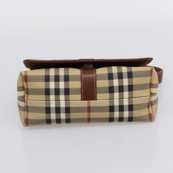 BURBERRY Nova Check Hand Bag PVC Beige Gold Auth ep16099V